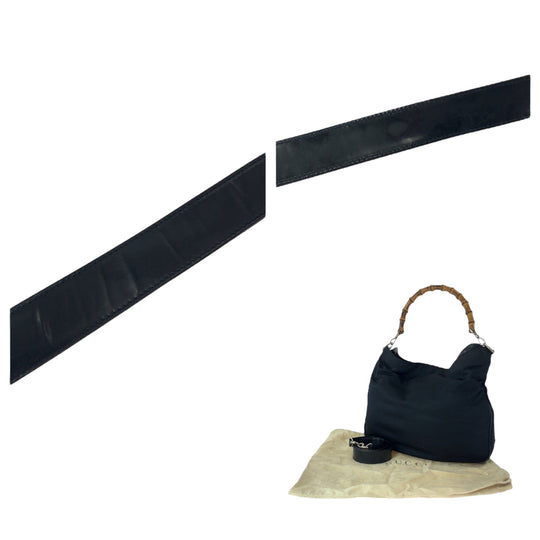 GUCCI Shoulder Bag 001 1705 1577 canvas Dark navy brown Shoulder Bag Handbag 2way Bamboo Women Used Authentic