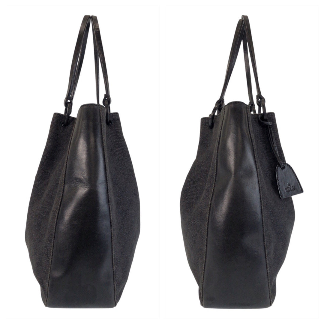 GUCCI Tote Bag 101920 GG canvas, leather black Tote Bag Shoulder Bag Women Used Authentic