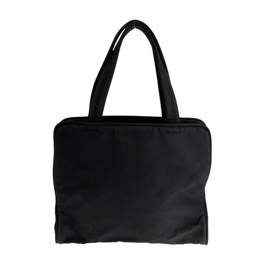PRADA Tote Bag Nylon Black SilverMetal Tote Bag handbag Triangle With logo Women Used Authentic