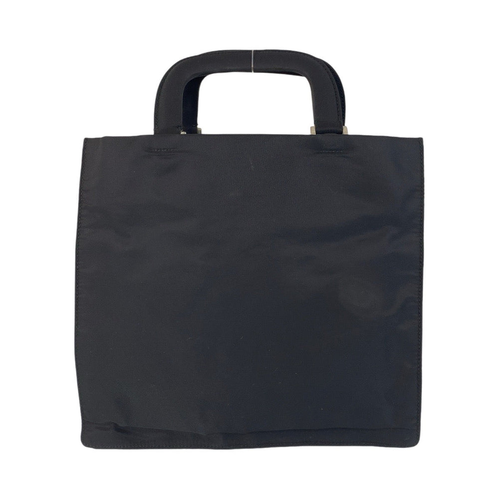 PRADA Handbag Nylon Black SilverMetal Handbag Tote Bag Women Used Authentic