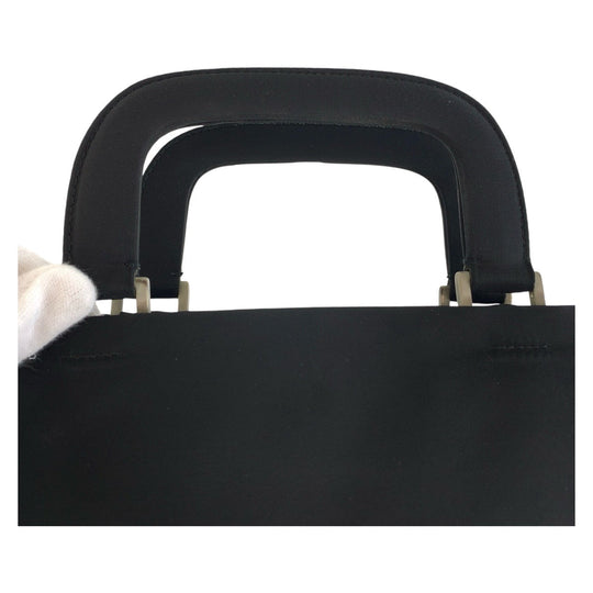 PRADA Handbag Nylon Black SilverMetal Handbag Tote Bag Women Used Authentic