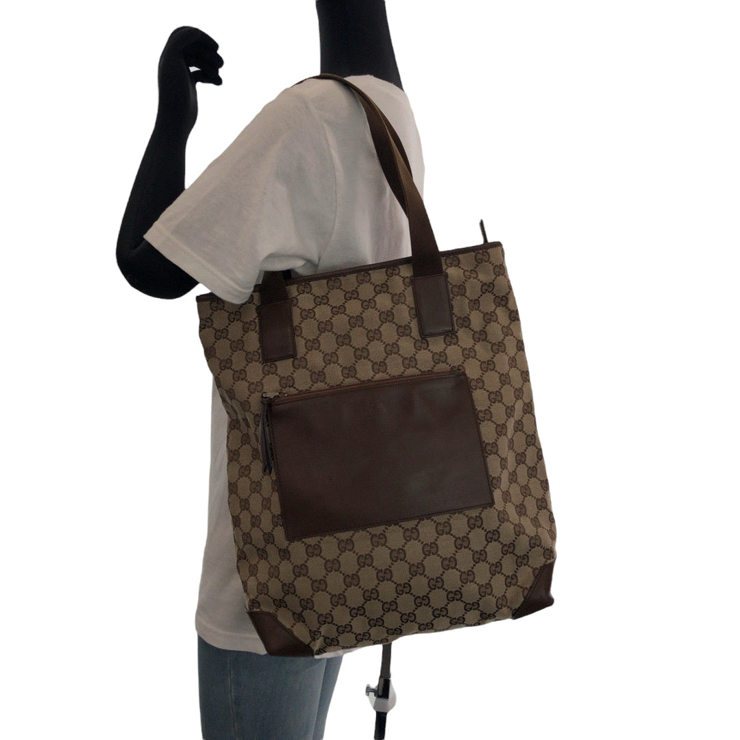 GUCCI Tote Bag 28892 GG canvas Brown beige Tote Bag Shoulder Bag Women Used Authentic