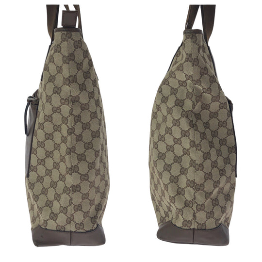 GUCCI Tote Bag 28892 GG canvas Brown beige Tote Bag Shoulder Bag Women Used Authentic