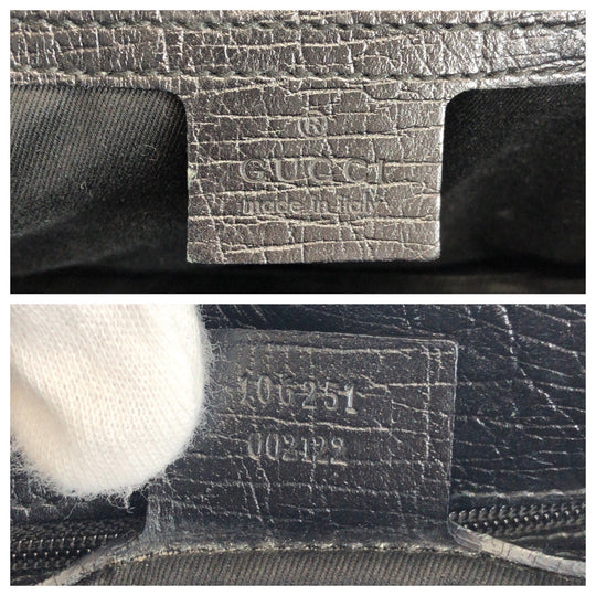 GUCCI Tote Bag 106251 GG canvas, leather Black SilverMetal Tote Bag handbag Women Used Authentic