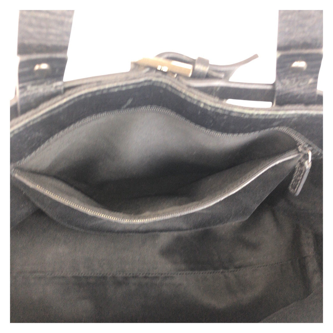 GUCCI Tote Bag 106251 GG canvas, leather Black SilverMetal Tote Bag handbag Women Used Authentic