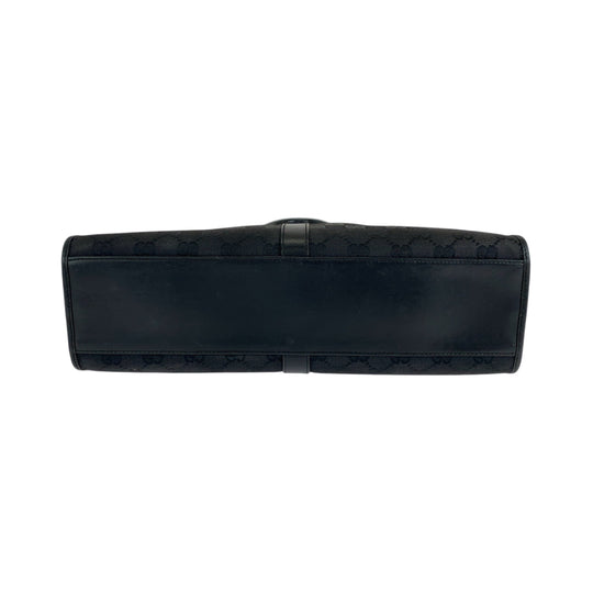GUCCI Tote Bag 002 1064 GG canvas Black SilverMetal Tote Bag handbag Jackie Women Used Authentic