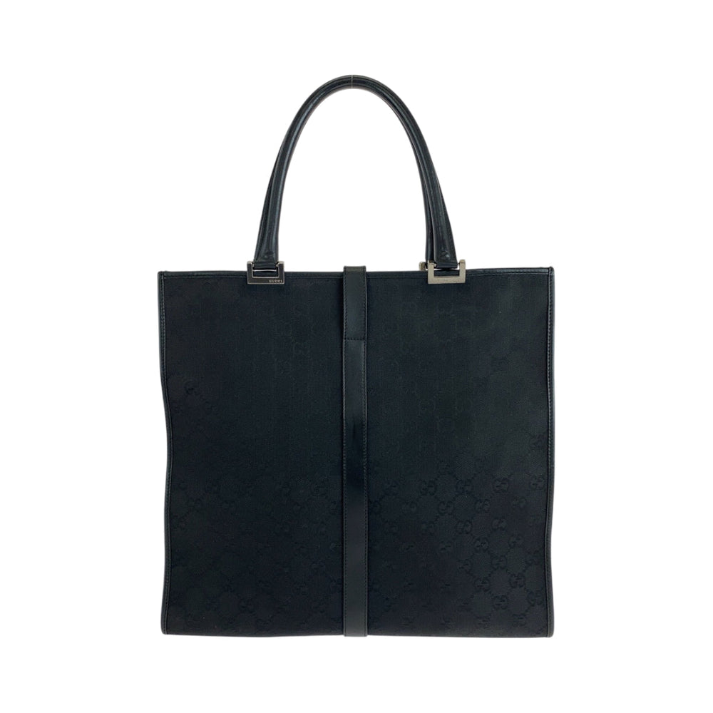 GUCCI Tote Bag 002 1064 GG canvas Black SilverMetal Tote Bag handbag Jackie Women Used Authentic