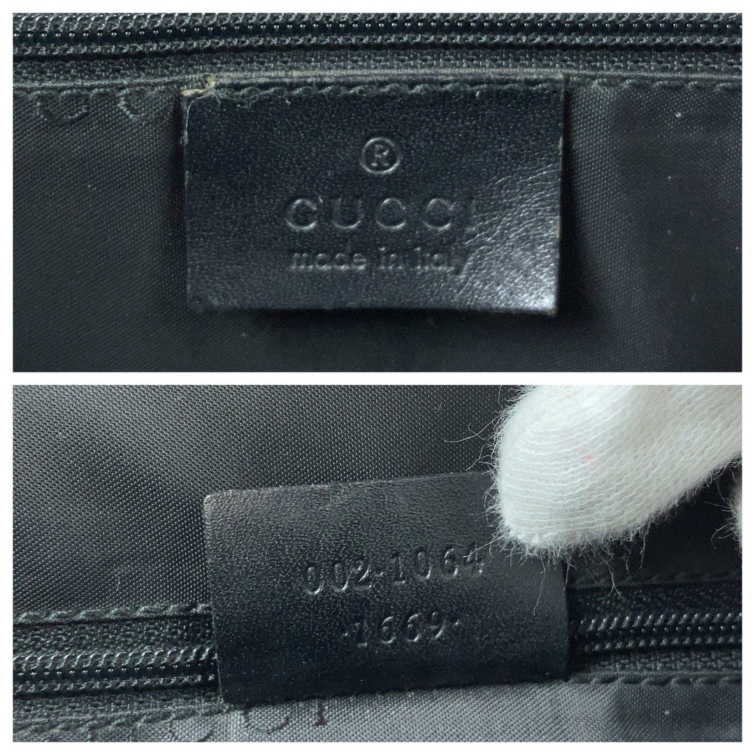 GUCCI Tote Bag 002 1064 GG canvas Black SilverMetal Tote Bag handbag Jackie Women Used Authentic