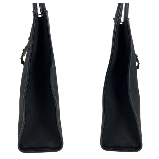 GUCCI Tote Bag 002 1064 GG canvas Black SilverMetal Tote Bag handbag Jackie Women Used Authentic