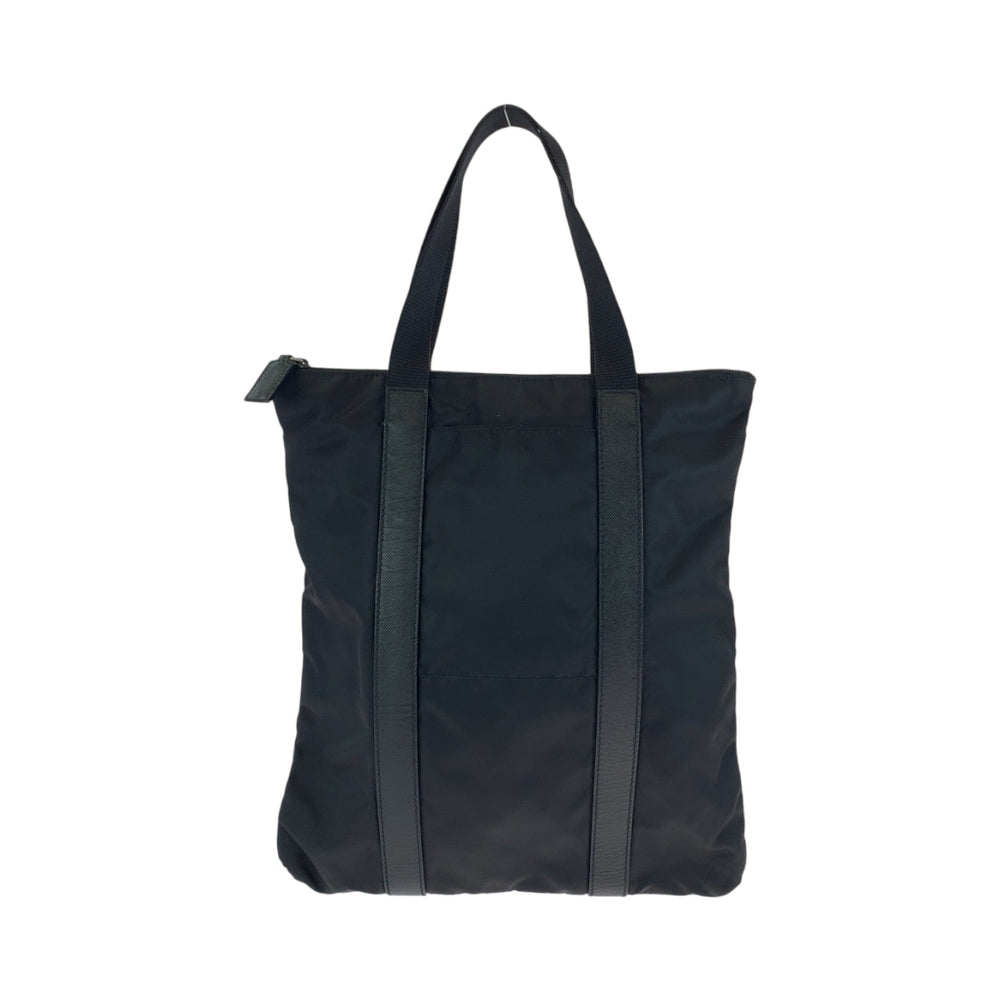 PRADA Tote Bag Nylon, Leather Black SilverMetal Tote Bag Shoulder Bag mens Used Authentic