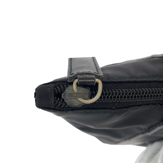 PRADA Tote Bag Nylon, Leather Black SilverMetal Tote Bag Shoulder Bag mens Used Authentic