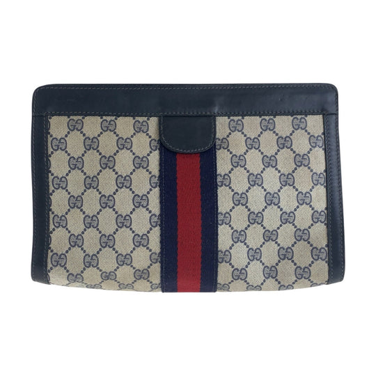 GUCCI Clutch bag GG Supreme Canvas Navy Sherry line