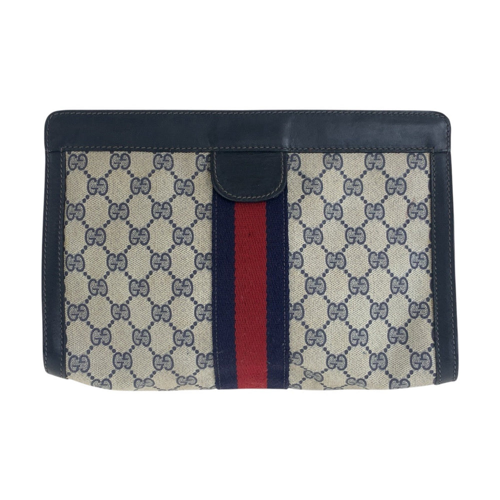 GUCCI Clutch bag GG Supreme Canvas Navy Sherry line