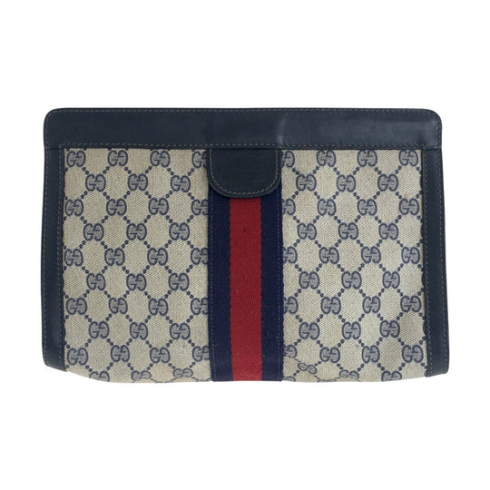 GUCCI Clutch bag GG Supreme Canvas Navy Sherry line