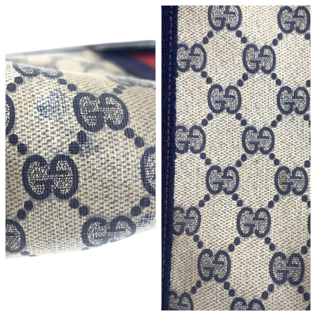 GUCCI Clutch bag GG Supreme Canvas Navy Sherry line