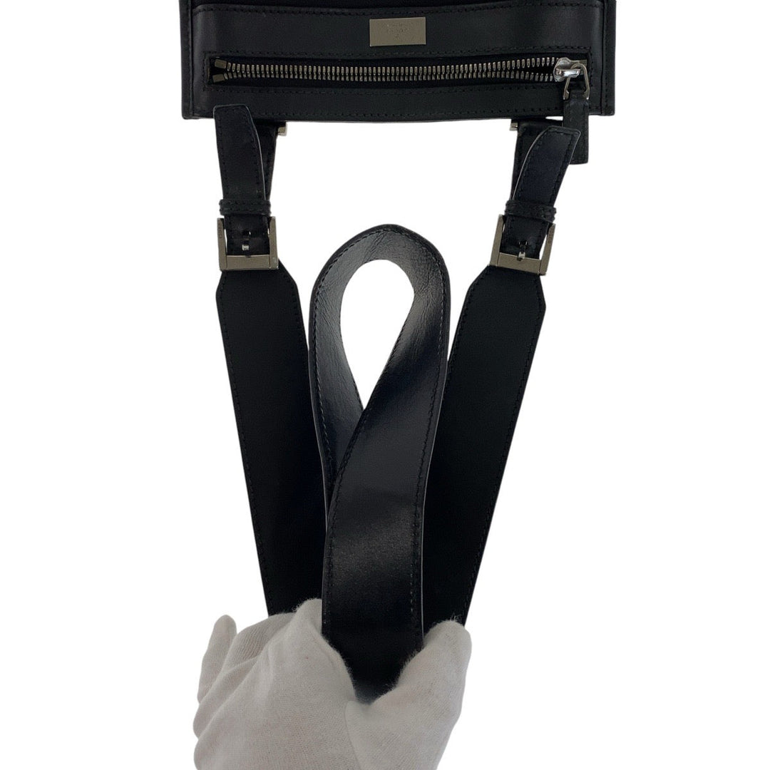 GUCCI Shoulder Bag Canvas, Leather Black SilverMetal Shoulder Bag pochette Women Used Authentic