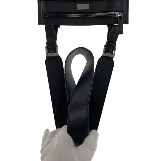 GUCCI Shoulder Bag Canvas, Leather Black SilverMetal Shoulder Bag pochette Women Used Authentic