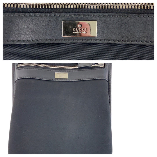 GUCCI Shoulder Bag Canvas, Leather Black SilverMetal Shoulder Bag pochette Women Used Authentic