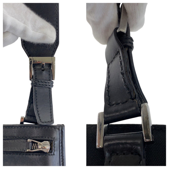 GUCCI Shoulder Bag Canvas, Leather Black SilverMetal Shoulder Bag pochette Women Used Authentic