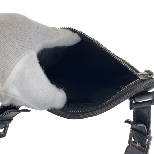 GUCCI Shoulder Bag Canvas, Leather Black SilverMetal Shoulder Bag pochette Women Used Authentic