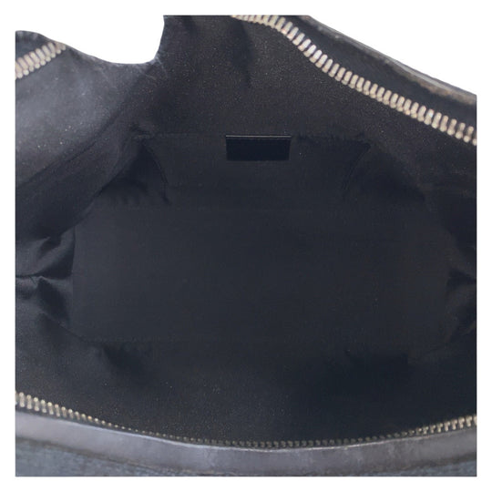 GUCCI Shoulder Bag 000 0602 GG canvas, leather Black SilverMetal Hobo Shoulder Bag Women Used Authentic