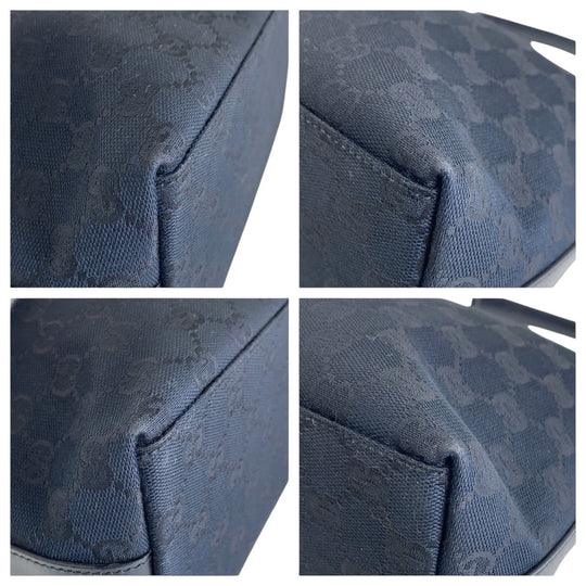 GUCCI Shoulder Bag 000 0602 GG canvas, leather Black SilverMetal Hobo Shoulder Bag Women Used Authentic