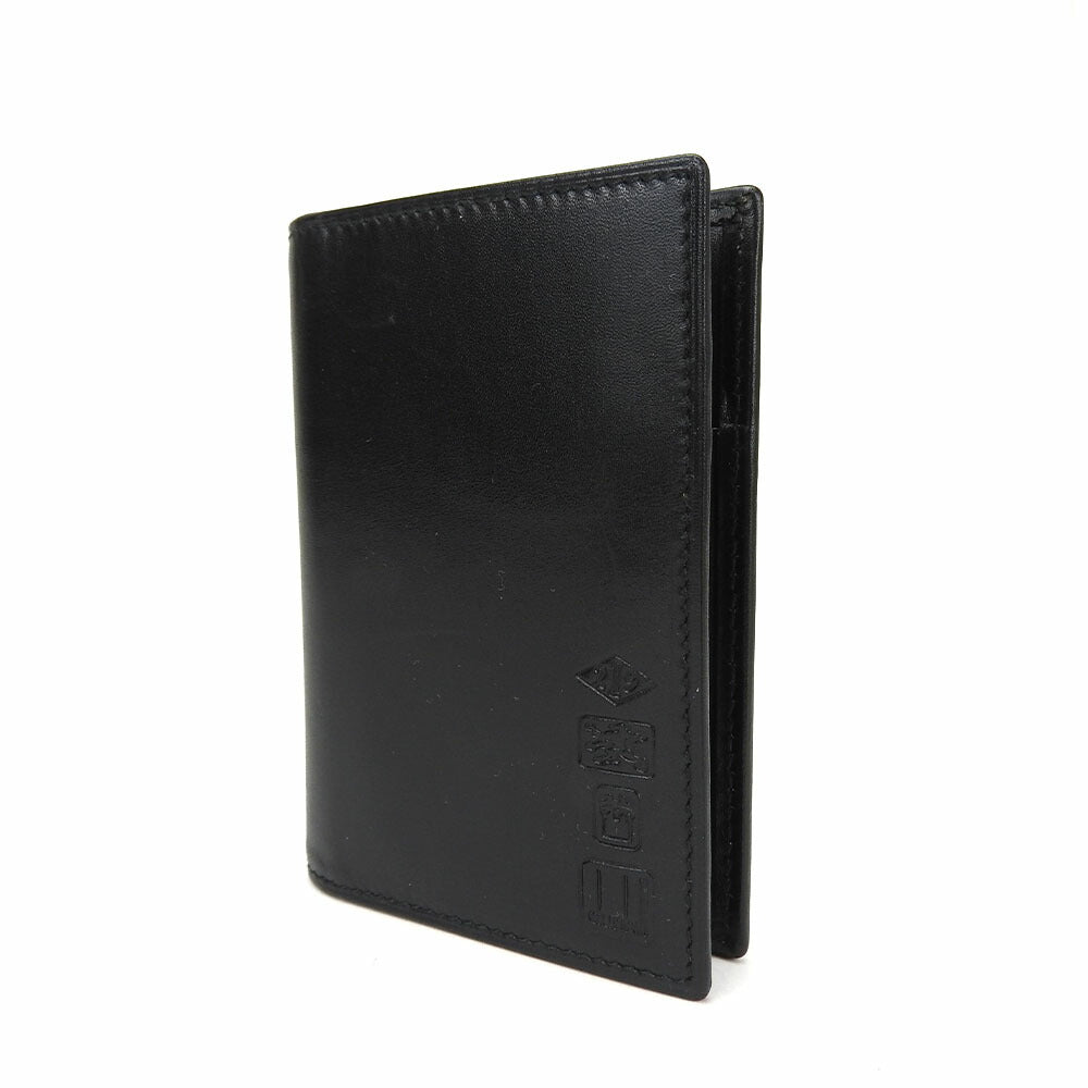 Dunhill Card Case leather black mens Used Authentic