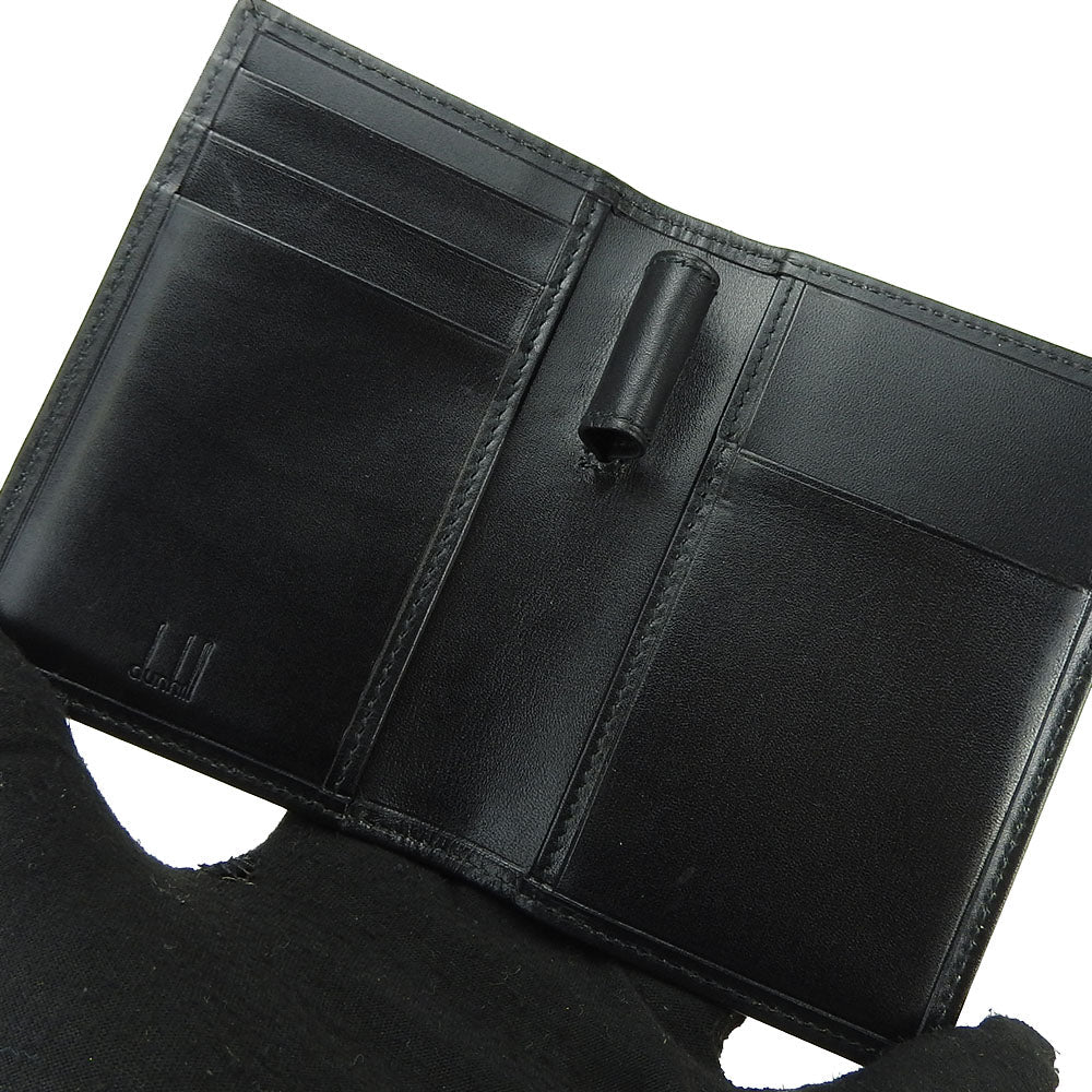 Dunhill Card Case leather black mens Used Authentic