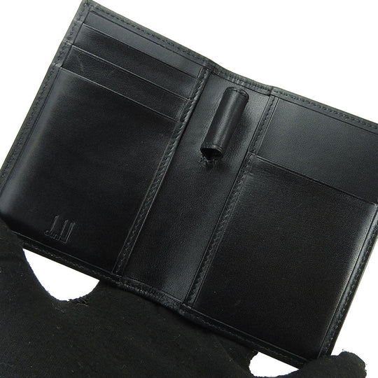 Dunhill Card Case leather black mens Used Authentic