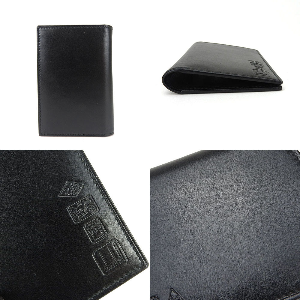 Dunhill Card Case leather black mens Used Authentic