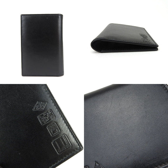 Dunhill Card Case leather black mens Used Authentic