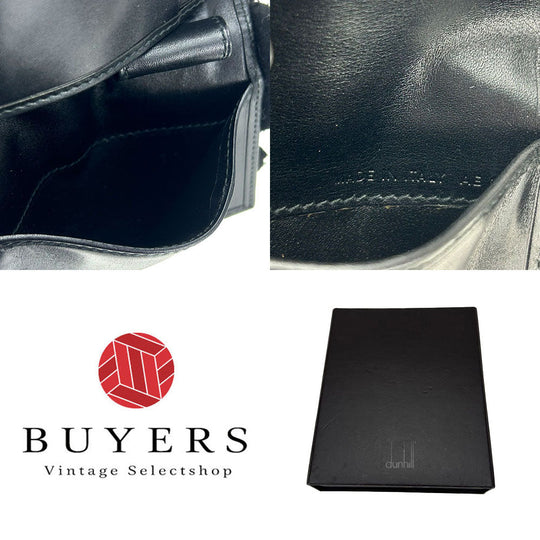 Dunhill Card Case leather black mens Used Authentic