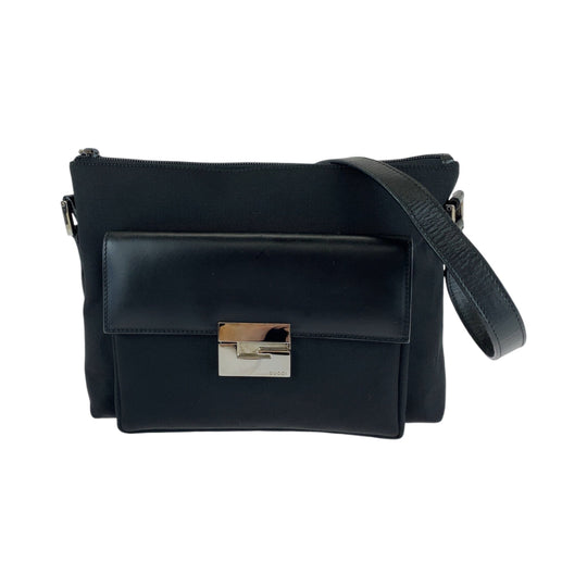 GUCCI Shoulder Bag Canvas, Leather Black SilverMetal One Shoulder Bag Pochette mens Used Authentic