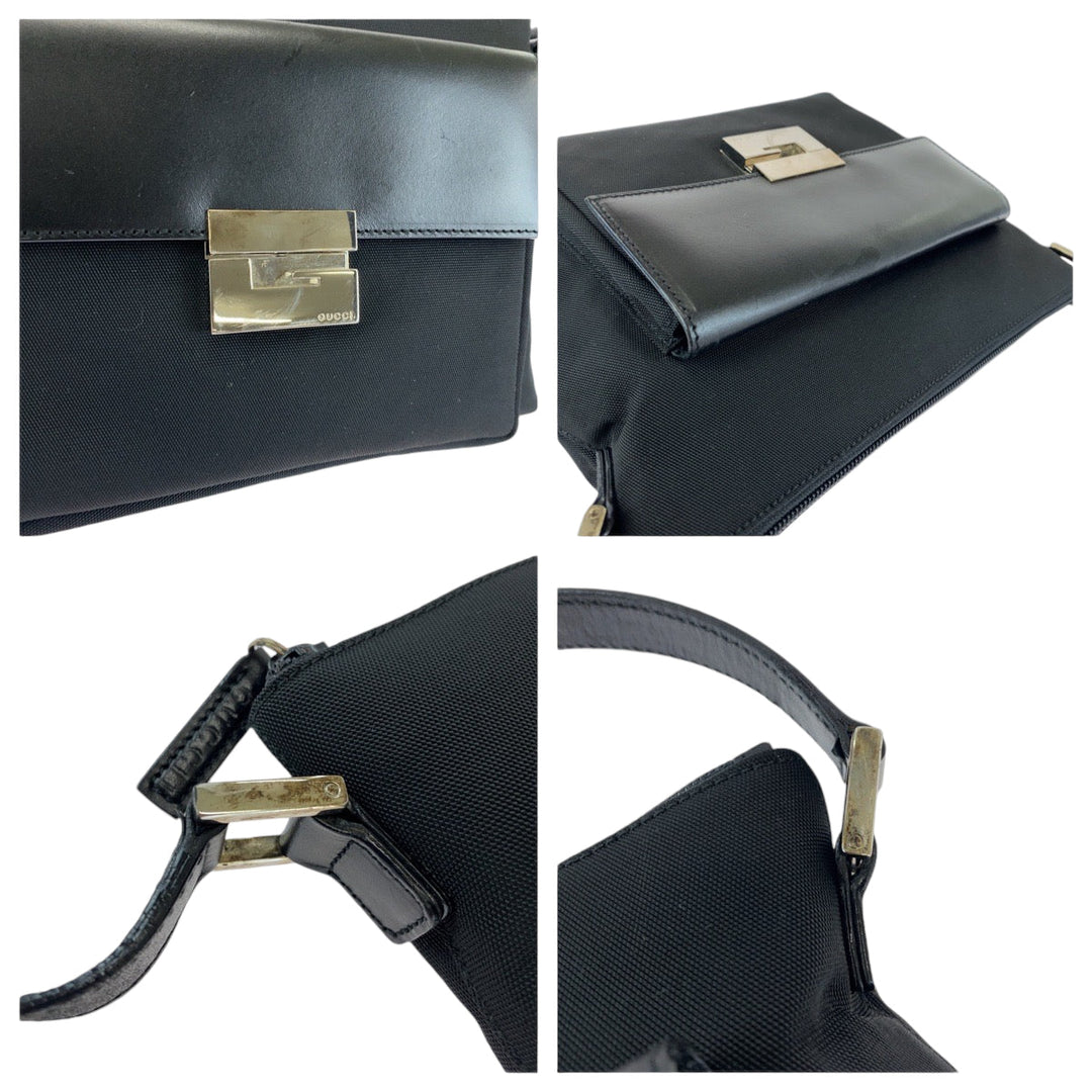 GUCCI Shoulder Bag Canvas, Leather Black SilverMetal One Shoulder Bag Pochette mens Used Authentic