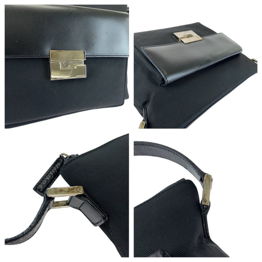GUCCI Shoulder Bag Canvas, Leather Black SilverMetal One Shoulder Bag Pochette mens Used Authentic