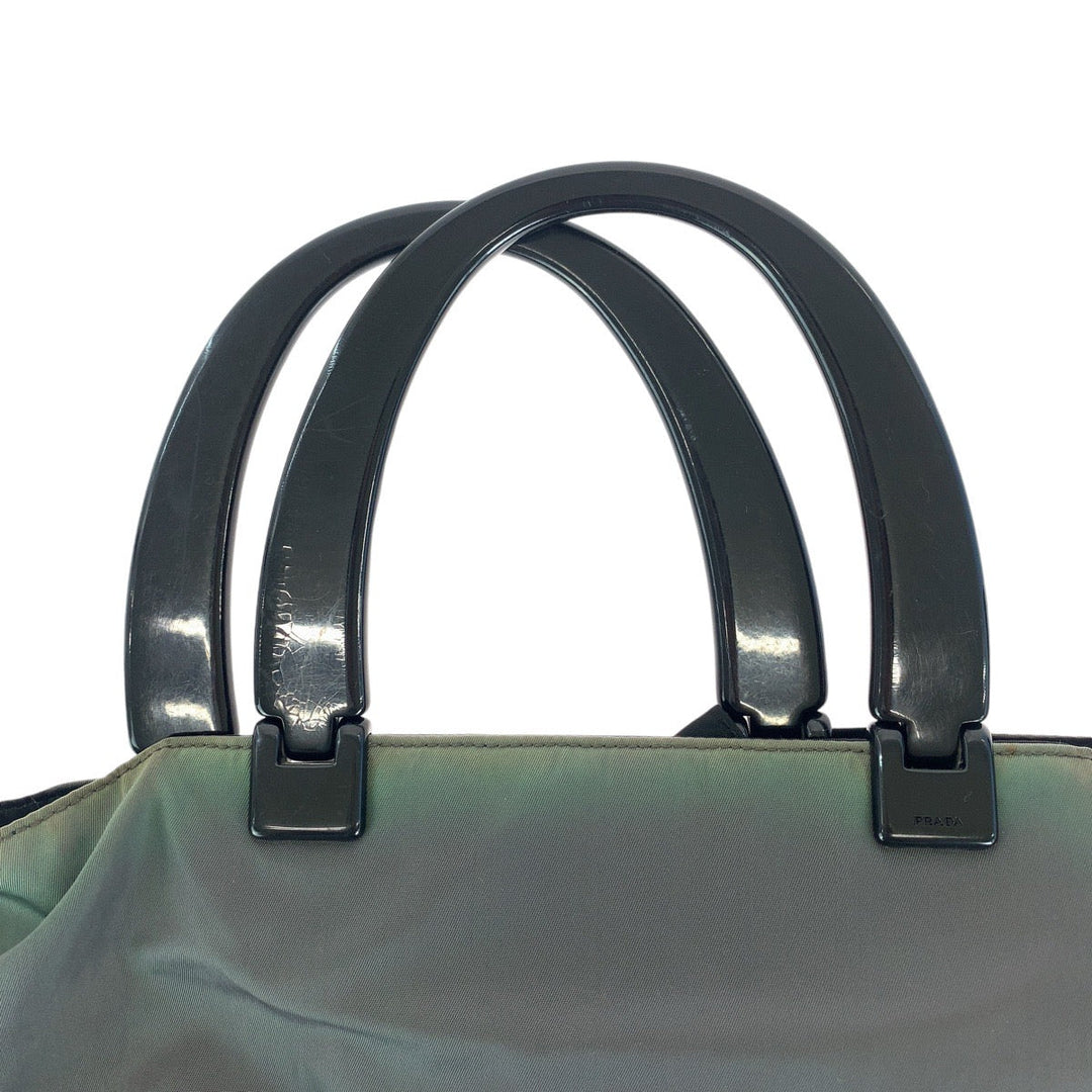 PRADA Tote Bag Nylon, Plastic Khaki black Tote Bag handbag Test Triangle With logo Reversible Women Used Authentic