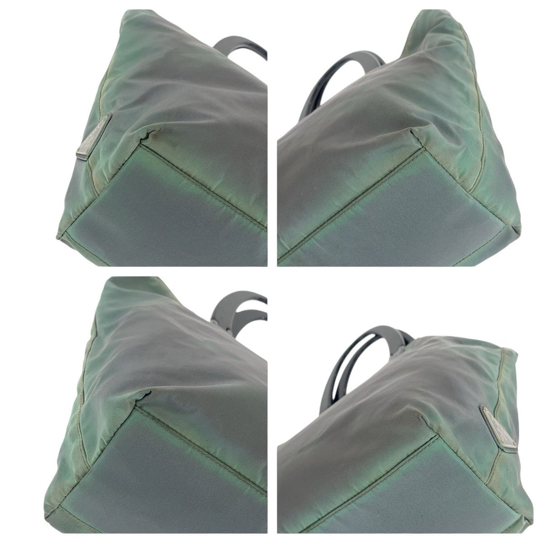 PRADA Tote Bag Nylon, Plastic Khaki black Tote Bag handbag Test Triangle With logo Reversible Women Used Authentic