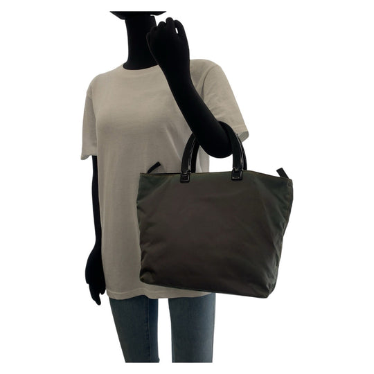 PRADA Tote Bag Nylon, Plastic Khaki black Tote Bag handbag Test Triangle With logo Reversible Women Used Authentic