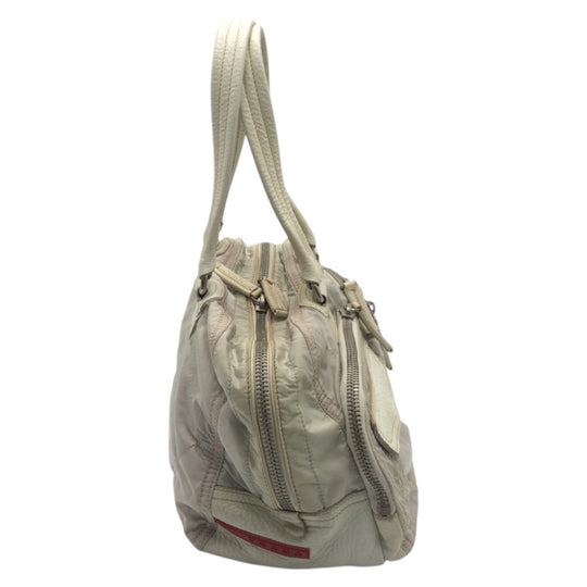 PRADA Handbag Nylon White SilverMetal Handbag Shoulder Bag PRADA Sports Women Used Authentic