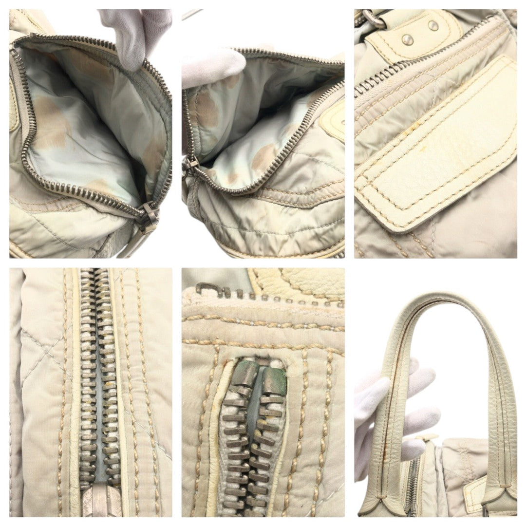 PRADA Handbag Nylon White SilverMetal Handbag Shoulder Bag PRADA Sports Women Used Authentic