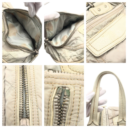 PRADA Handbag Nylon White SilverMetal Handbag Shoulder Bag PRADA Sports Women Used Authentic