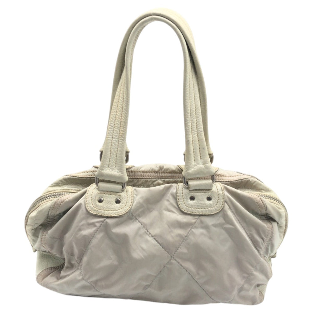 PRADA Handbag Nylon White SilverMetal Handbag Shoulder Bag PRADA Sports Women Used Authentic