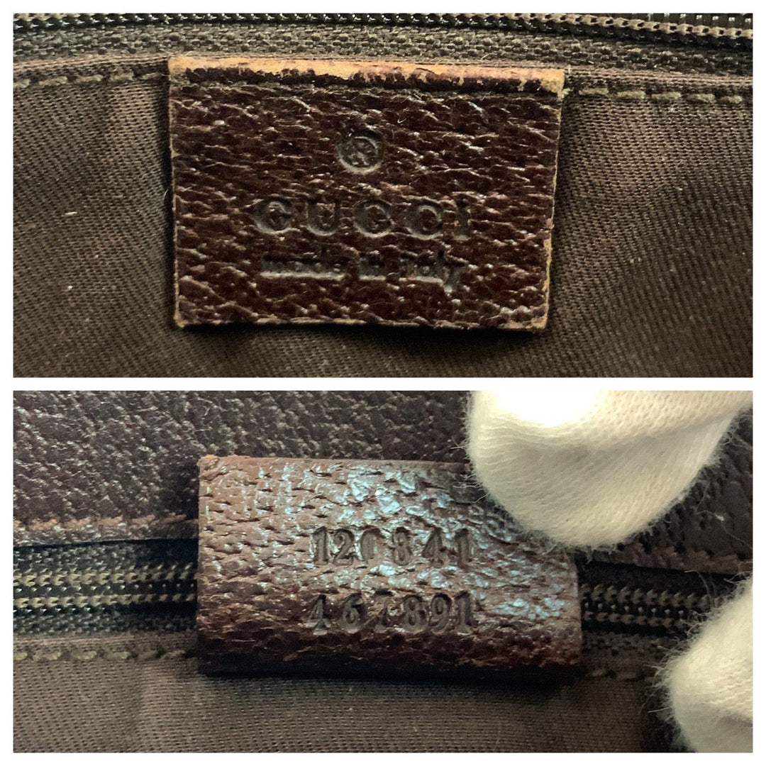 GUCCI Shoulder Bag 120841 GG canvas Brown Silver Metal Shoulder Bag pochette Women Used Authentic