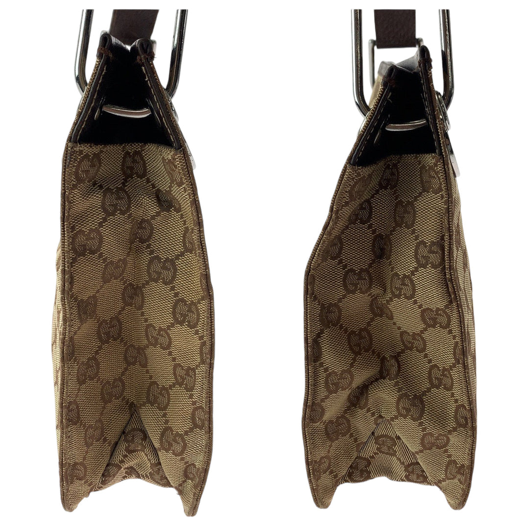 GUCCI Shoulder Bag 120841 GG canvas Brown Silver Metal Shoulder Bag pochette Women Used Authentic