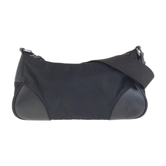 PRADA Shoulder Bag Nylon Black SilverMetal Shoulder Bag accessory pouch Test Triangle With logo Women Used Authentic