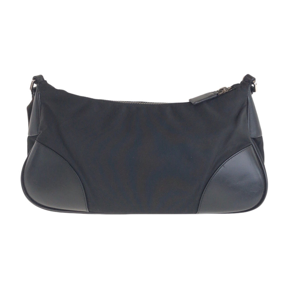 PRADA Shoulder Bag Nylon Black SilverMetal Shoulder Bag accessory pouch Test Triangle With logo Women Used Authentic