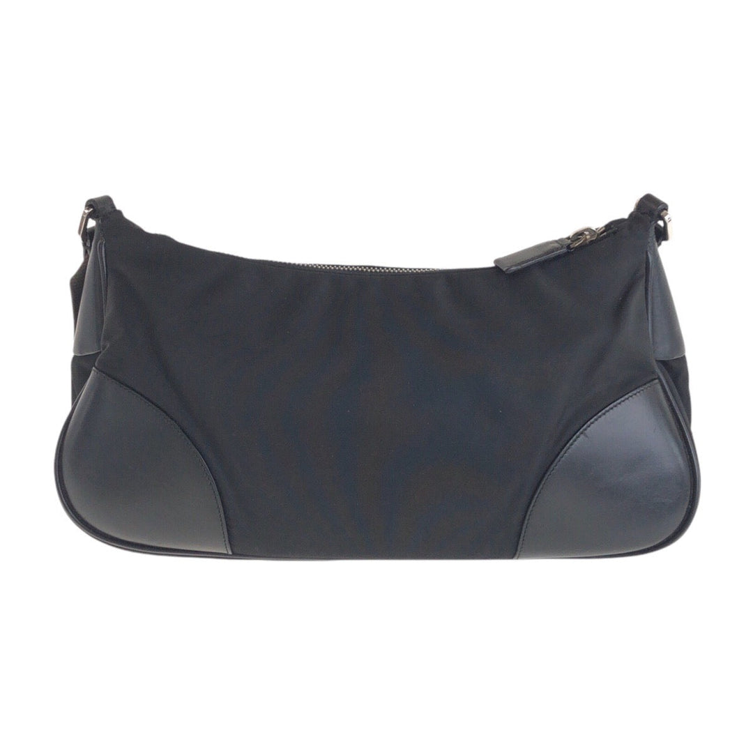 PRADA Shoulder Bag Nylon Black SilverMetal Shoulder Bag accessory pouch Test Triangle With logo Women Used Authentic