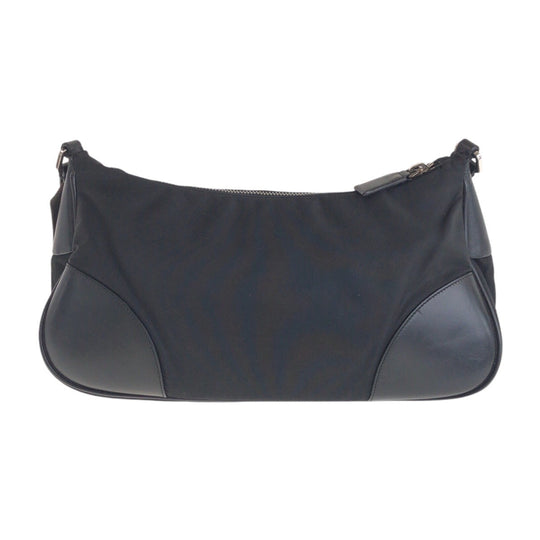 PRADA Shoulder Bag Nylon Black SilverMetal Shoulder Bag accessory pouch Test Triangle With logo Women Used Authentic