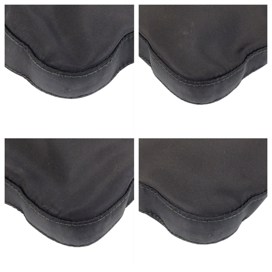 PRADA Shoulder Bag Nylon Black SilverMetal Crossbody Shoulder Bag Messenger Bag Test Triangle With logo Women Used Authentic