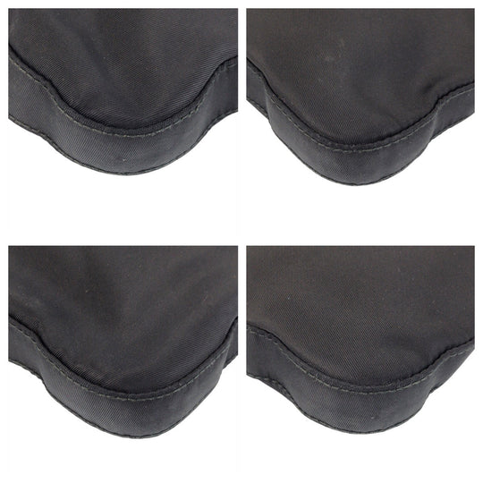 PRADA Shoulder Bag Nylon Black SilverMetal Crossbody Shoulder Bag Messenger Bag Test Triangle With logo Women Used Authentic
